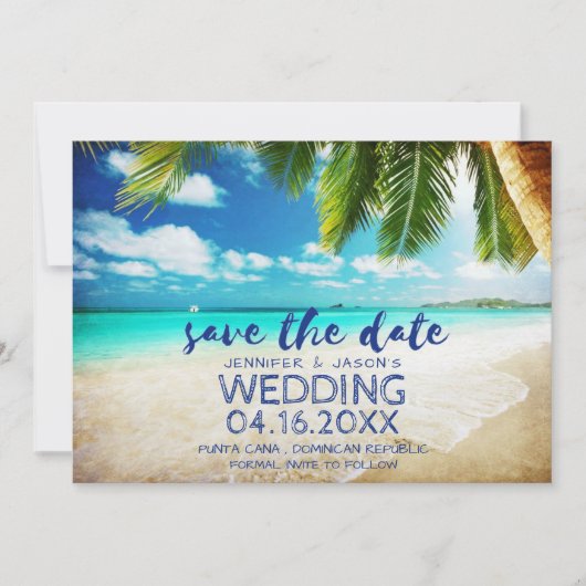Punta Cana Beach Hochzeit in Urlaubsort Save The Date (Vorderseite)