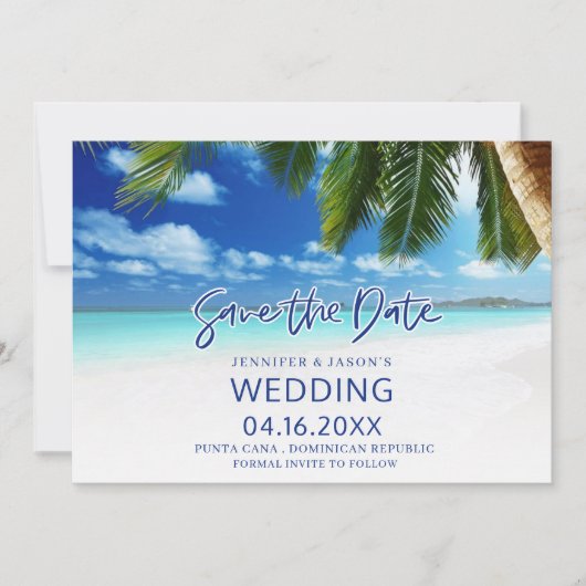 Punta Cana Beach Hochzeit in Urlaubsort Save The Date (Vorderseite)