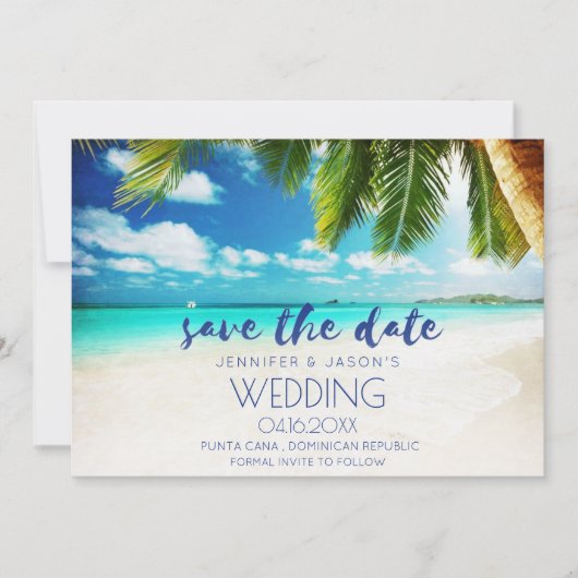 Punta Cana Beach Hochzeit in Urlaubsort Save The Date (Vorderseite)