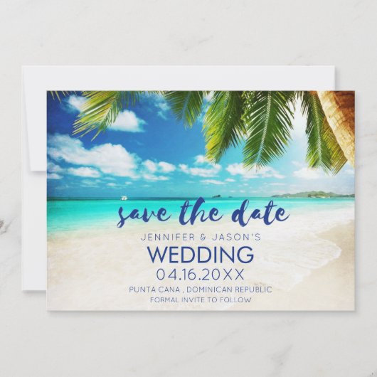 Punta Cana Beach Hochzeit in Urlaubsort Save The Date (Vorderseite)