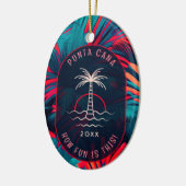 Punta Cana Beach Party Palm Blätter Sonnenuntergan Keramik Ornament (Links)