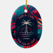 Punta Cana Beach Party Palm Blätter Sonnenuntergan Keramik Ornament (Vorne)