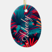 Punta Cana Beach Party Palm Blätter Sonnenuntergan Keramik Ornament (Hinten)