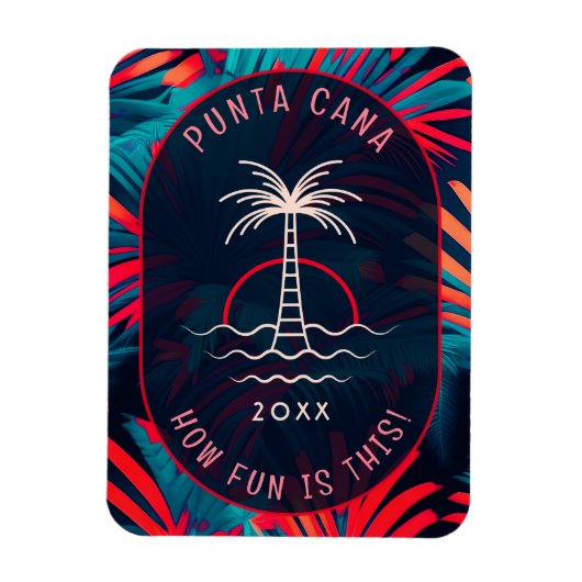 Punta Cana Beach Party Palm Blätter Sonnenuntergan Magnet (Vertikal)
