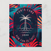 Punta Cana Beach Party Palm Blätter Sonnenuntergan Postkarte (Vorderseite)