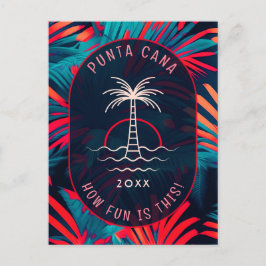 Punta Cana Beach Party Palm Blätter Sonnenuntergan Postkarte