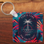 Punta Cana Beach Party Palm Blätter Sonnenuntergan Schlüsselanhänger (Vorderseite)