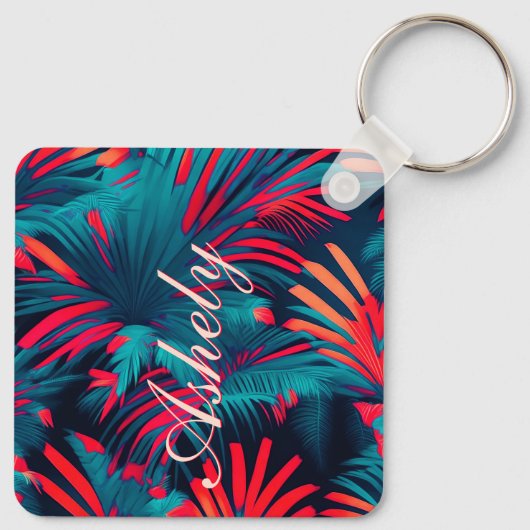 Punta Cana Beach Party Palm Blätter Sonnenuntergan Schlüsselanhänger (Rückseite)