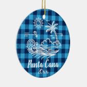 Punta Cana Blue Buffalo Karo Weihnachten Keramik Ornament (Rechts)