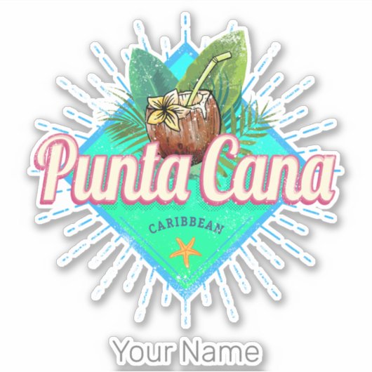 Punta Cana Caribbean Dominikanische Republik Retro Aufkleber (Vorderseite)