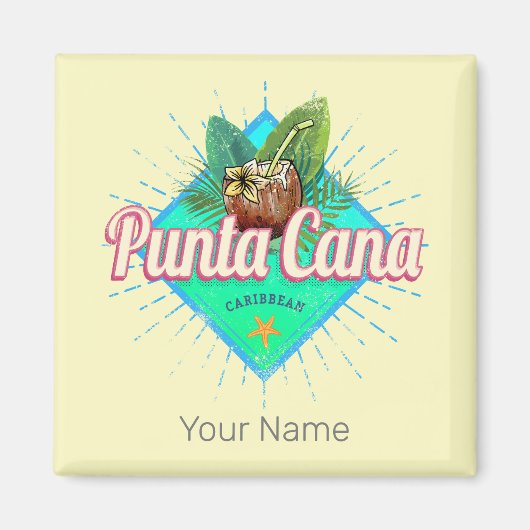 Punta Cana Caribbean Dominikanische Republik Retro Magnet (Vorne)