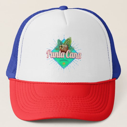 Punta Cana Caribbean Dominikanische Republik Retro Truckerkappe (Vorderseite)