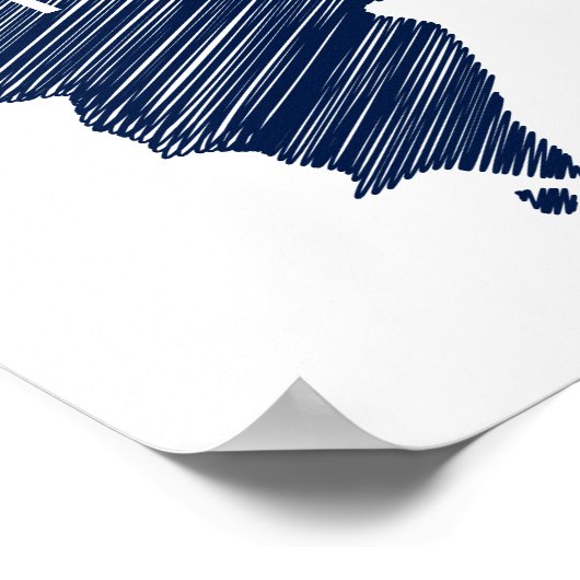 Punta Cana Custom Navy Minimalistisch Map Wedding Poster (Ecke)