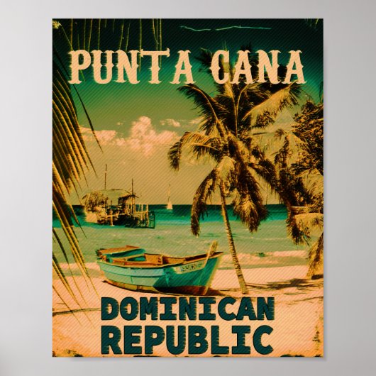 Punta Cana Dominican Palm Tree Beach Vintag Poster (Vorne)