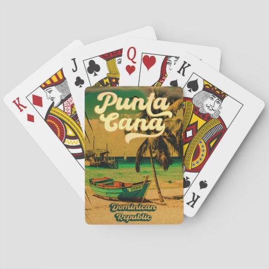Punta Cana Dominican Palm Tree Beach Vintag Spielkarten (Rückseite)