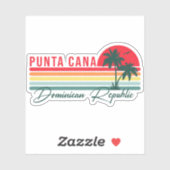 Punta Cana Dominican Palm Tree Retro Sunset 60er Aufkleber (Blatt)