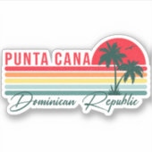 Punta Cana Dominican Palm Tree Retro Sunset 60er Aufkleber (Vorderseite)
