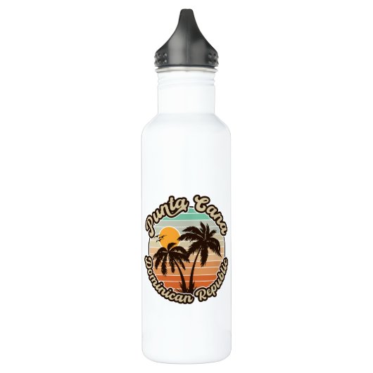 Punta Cana Dominican Palm Tree Retro Sunset 60er Edelstahlflasche (Links)