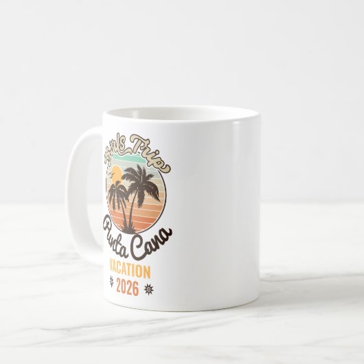Punta Cana Dominican Palm Tree Retro Sunset 60er Kaffeetasse (Vorderseite Links)