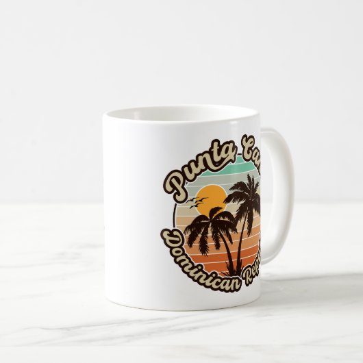 Punta Cana Dominican Palm Tree Retro Sunset 60er Kaffeetasse (VorderseiteRechts)