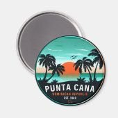 Punta Cana Dominican Palm Tree Retro Sunset 60er Magnet (Vorderseite/Rückseite)