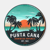 Punta Cana Dominican Palm Tree Retro Sunset 60er Magnet (Vorne)
