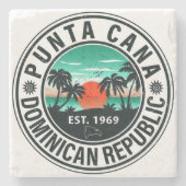 Punta Cana Dominican Palm Tree Retro Sunset 60er Steinuntersetzer (Vorderseite)