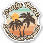 Punta Cana Dominican Palm Tree Retro Sunset 80er Aufkleber (Vorderseite)