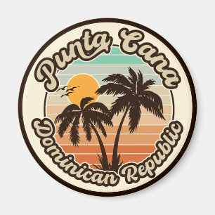 Punta Cana Dominican Palm Tree Retro Sunset 80er Magnet