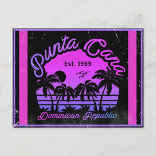 Punta Cana Dominican Palm Tree Retro Sunset 80er Postkarte