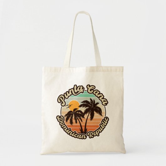 Punta Cana Dominican Palm Tree Retro Sunset 80er Tragetasche (Vorne)