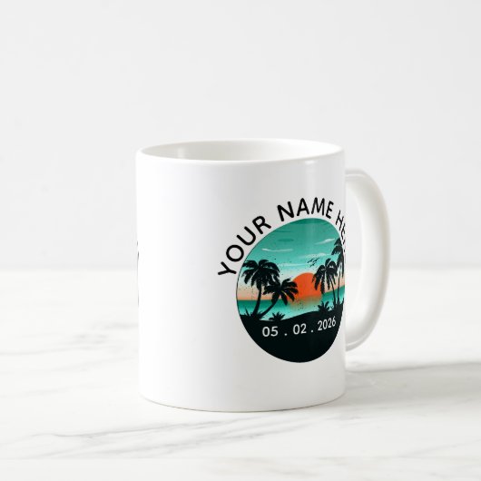 Punta Cana Dominican Palm Tree Retro Sunset Kaffeetasse (VorderseiteRechts)
