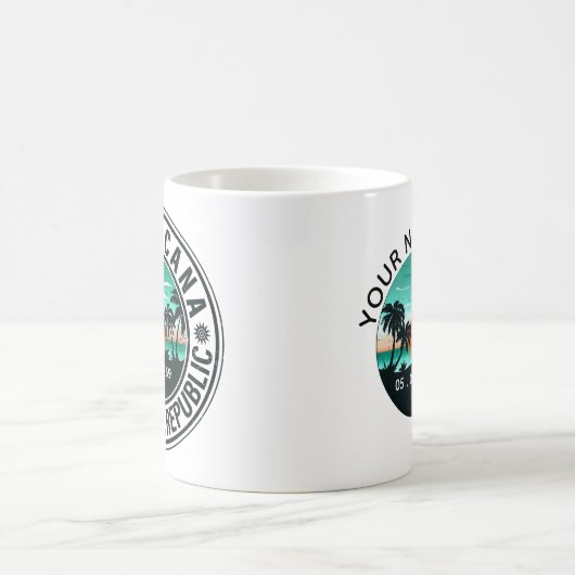 Punta Cana Dominican Palm Tree Retro Sunset Kaffeetasse (Mittel)