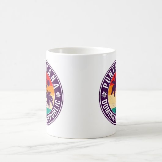 Punta Cana Dominican Palm Tree Retro Sunset Kaffeetasse (Mittel)