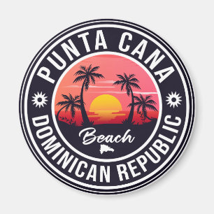 Punta Cana Dominican Palm Tree Retro Sunset Magnet