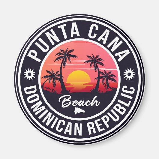 Punta Cana Dominican Palm Tree Retro Sunset Magnet (Vorne)
