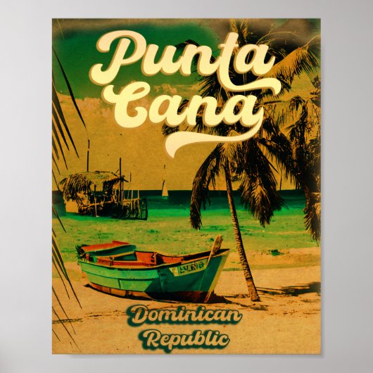 Punta Cana Dominican Palm Tree Retro Sunset Poster (Vorne)