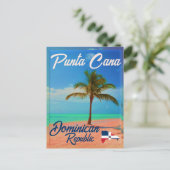 Punta Cana Dominican Palm Tree Retro Sunset Postkarte (Stehend Vorderseite)