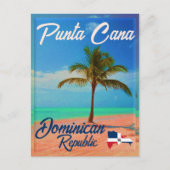 Punta Cana Dominican Palm Tree Retro Sunset Postkarte (Vorderseite)
