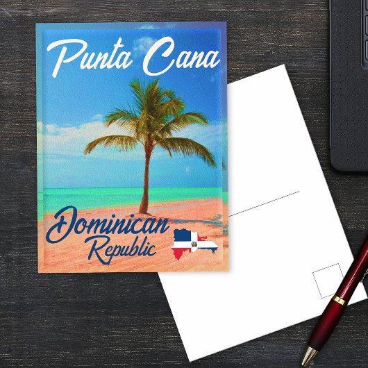 Punta Cana Dominican Palm Tree Retro Sunset Postkarte