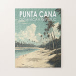 Punta Cana Dominican Republic Travel Art Vintage Puzzle<br><div class="desc">Punta Cana vector art design. The Bávaro area and Punta Cana combine to form what's known as La Costa del Coco,  or the Coconut Coast,  an area of lavish,  all-inclusive resorts.</div>