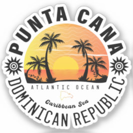 Punta Cana Dominican Retro Sunset Souvenir 60er Aufkleber