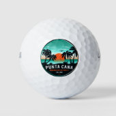 Punta Cana Dominican Retro Sunset Souvenir 60er Golfball (Vorderseite)