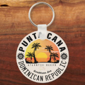 Punta Cana Dominican Retro Sunset Souvenir 60er Schlüsselanhänger (Vorderseite)