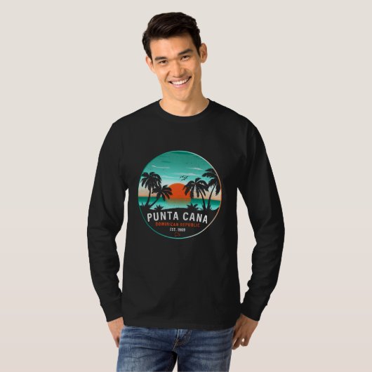 Punta Cana Dominican Retro Sunset Souvenir 60er T-Shirt (Vorne ganz)