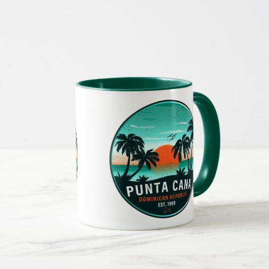 Punta Cana Dominican Retro Sunset Souvenir 60er Tasse (VorderseiteRechts)