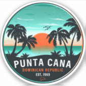 Punta Cana Dominican Retro Sunset Souvenir 80er Aufkleber (Vorderseite)