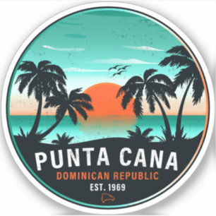Punta Cana Dominican Retro Sunset Souvenir 80er Aufkleber