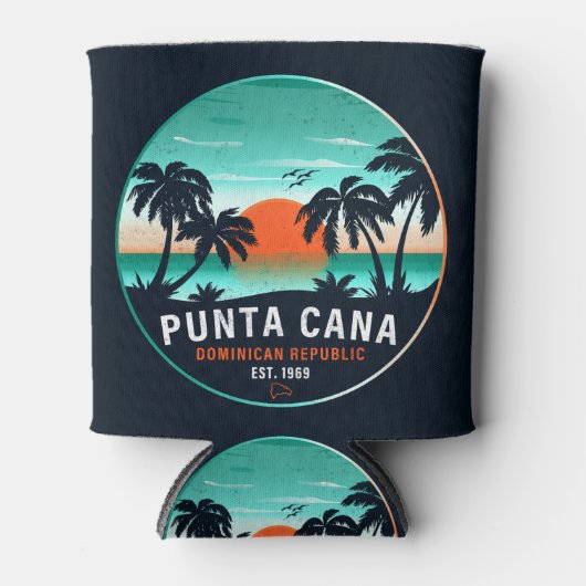 Punta Cana Dominican Retro Sunset Souvenir 80er Dosenkühler (Vorderseite)
