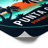 Punta Cana Dominican Retro Sunset Souvenir 80er Poster (Ecke)